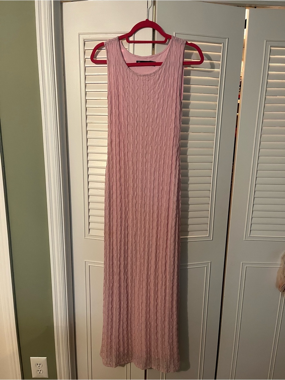 New York & Company Dusty Pink Sleeveless Cable-Knit Maxi Dress
